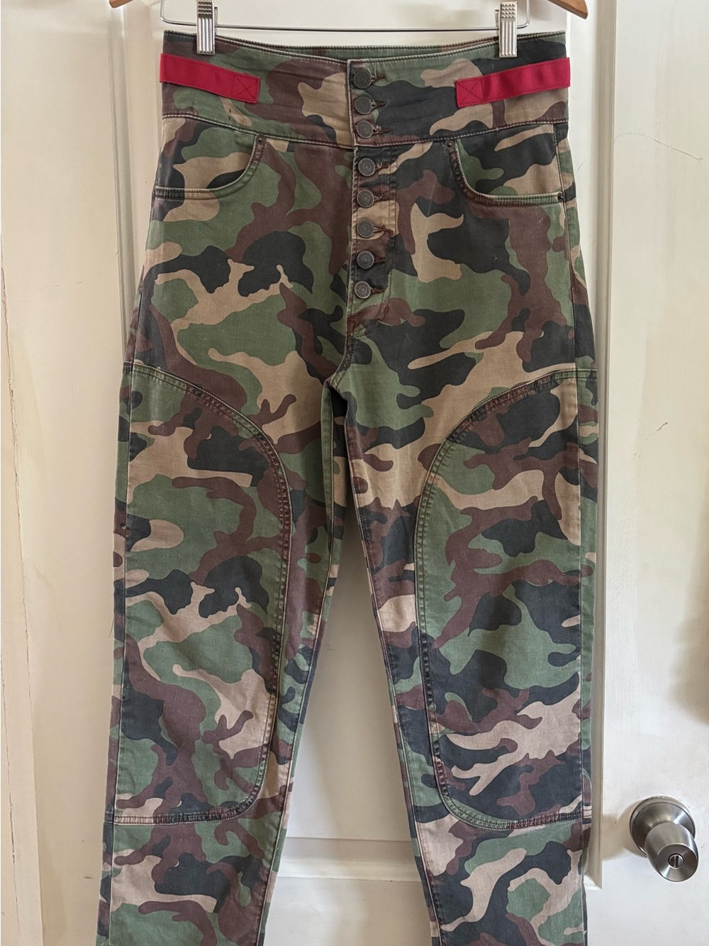 Veronica Beard Kane Straight-Leg Camouflage Cropped Pants Size 29